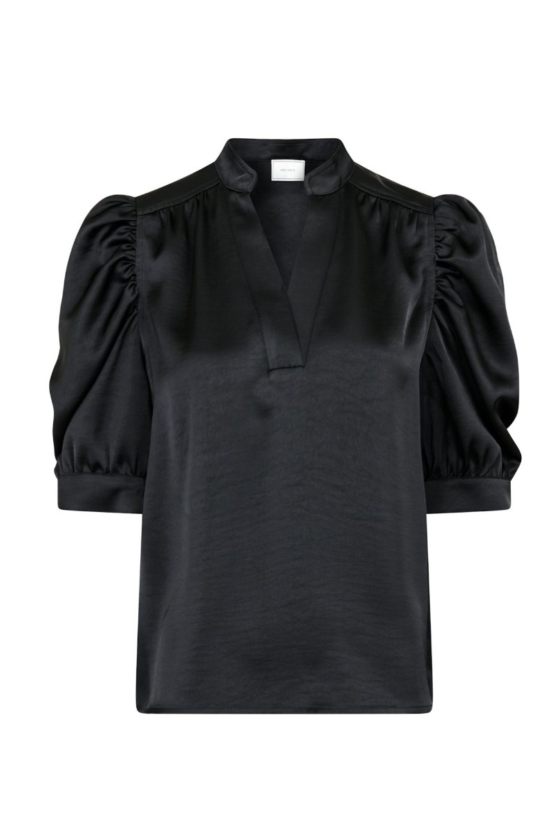 Neo Noir - Roella Heavy Sateen Bluse - Sort Favorit