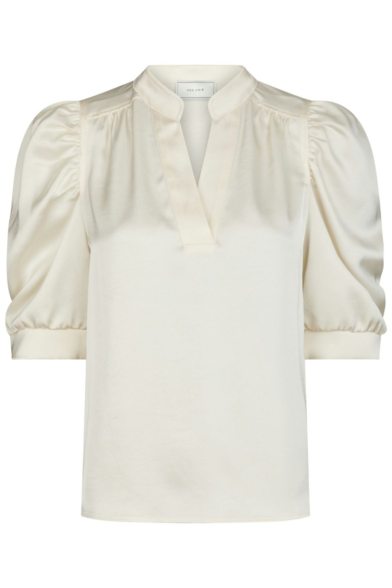 Neo Noir - Roella Heavy Sateen Bluse - Hvid Festfavorit