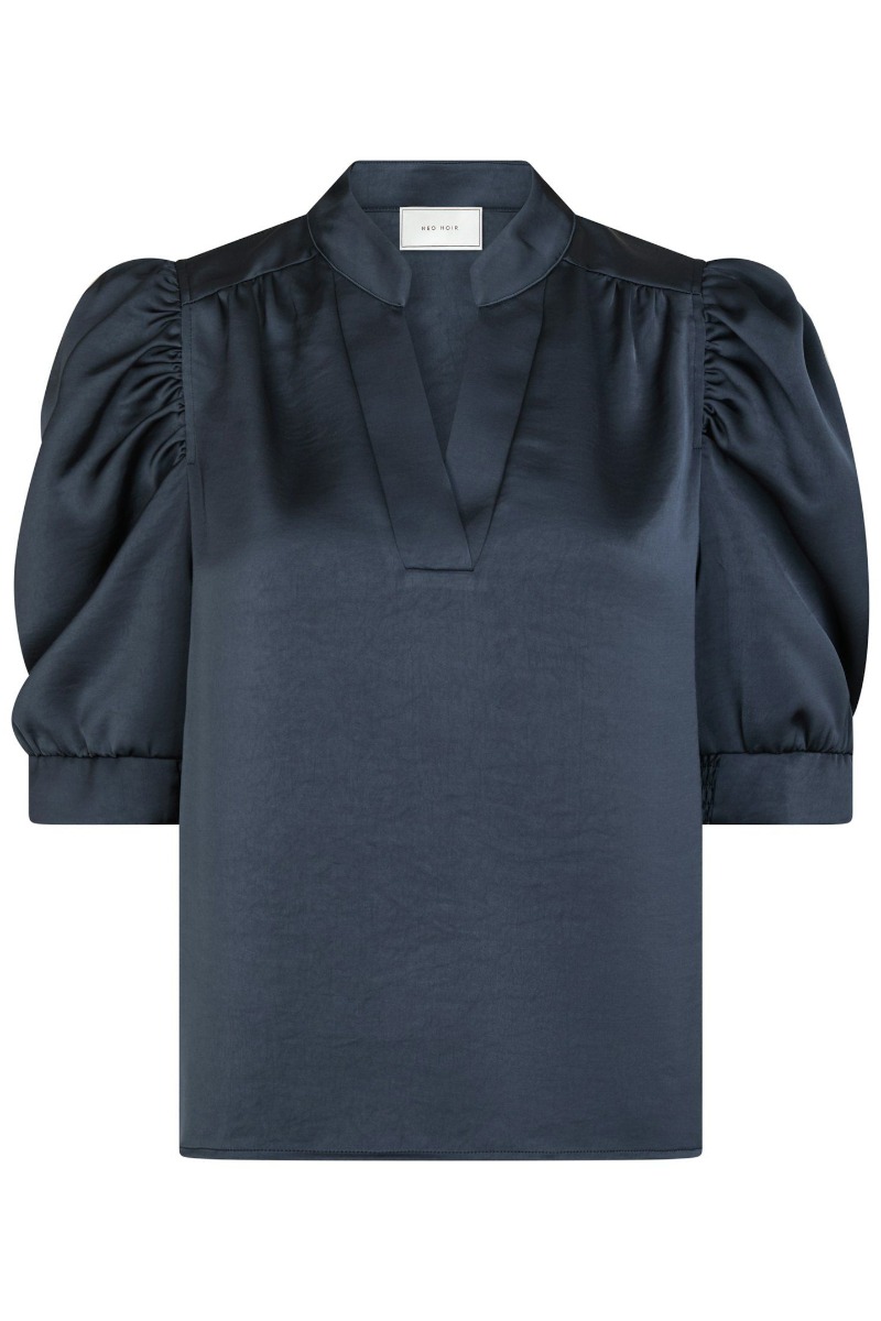 Neo Noir - Roella Heavy Sateen Bluse - Mørkeblå Elegance