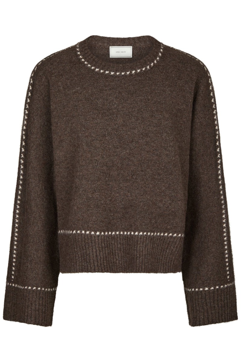 Neo Noir - Roeme Strikbluse i Brun Melange