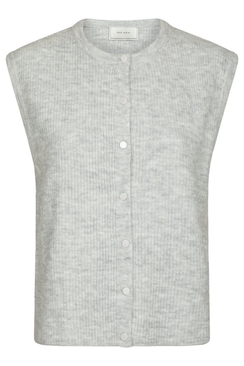 Neo Noir - Vest - Everest Knit Vest - Light Grey Melange Levering I December