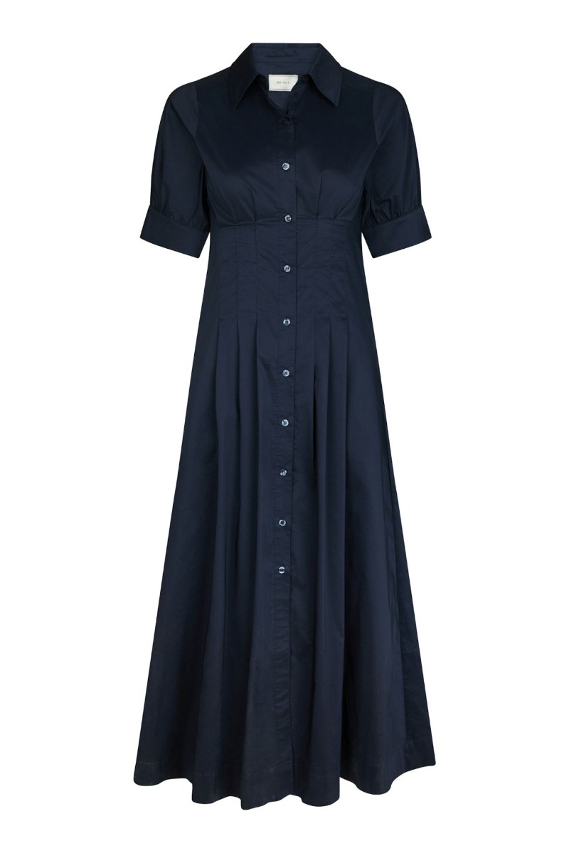 Neo Noir - Baia Poplin Kjole - Navy til Bryllup