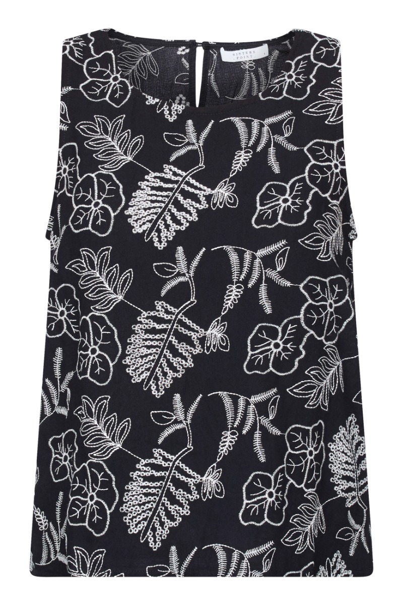 Sisters Point - Top - Grita-t - Sort med Broderi