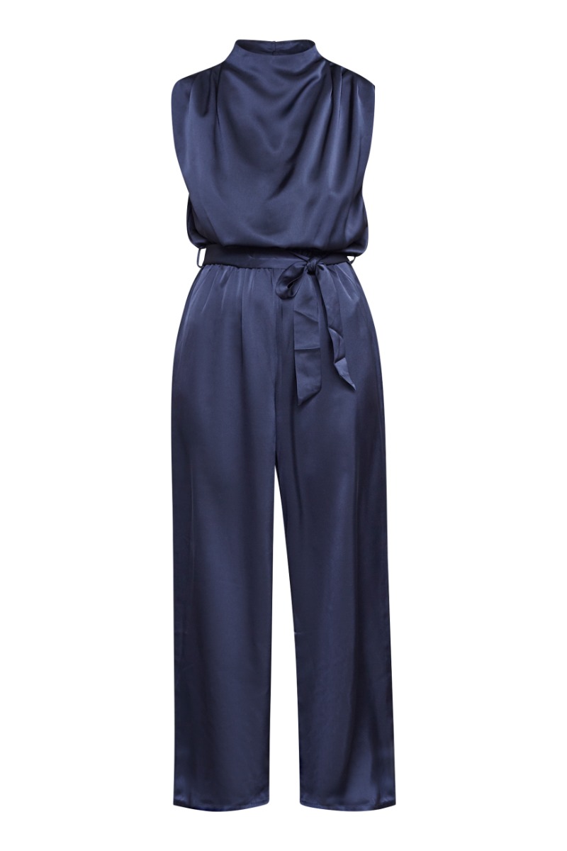 Sisters Point - Elegant Navy Jumpsuit med Høj Hals