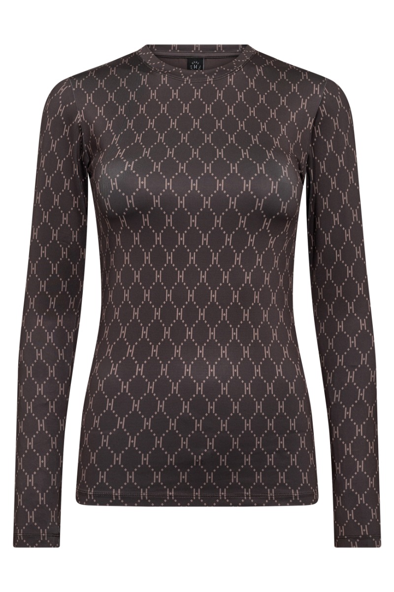 Hype The Detail - Printed Bluse i Brunbeige - Nyhed!