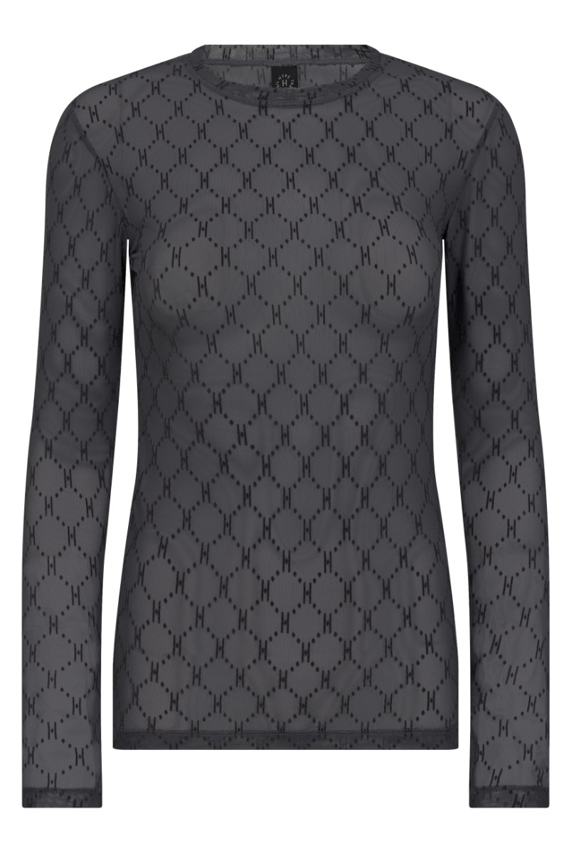 Hype The Detail - Gennemsigtig Mesh Bluse - Grå