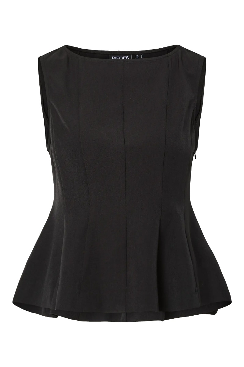 Pieces - Jossa Boatneck Top - Sort Elegance til Tilbud