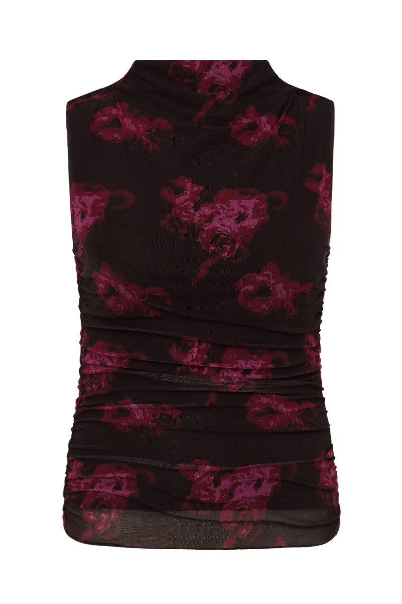 Mbym - Tætsiddende Top - Marceline-m - Mørk Florella Print