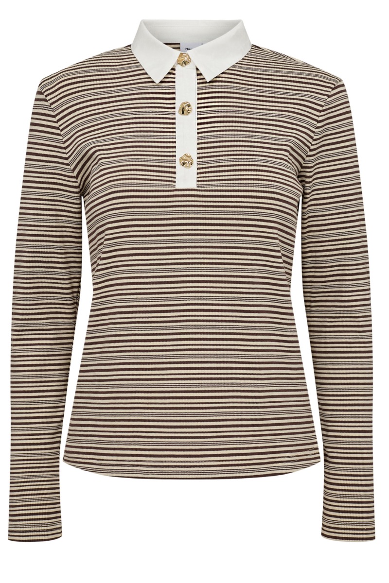 N?mph - Bluse - Semma Ls Polo - Black Coffee