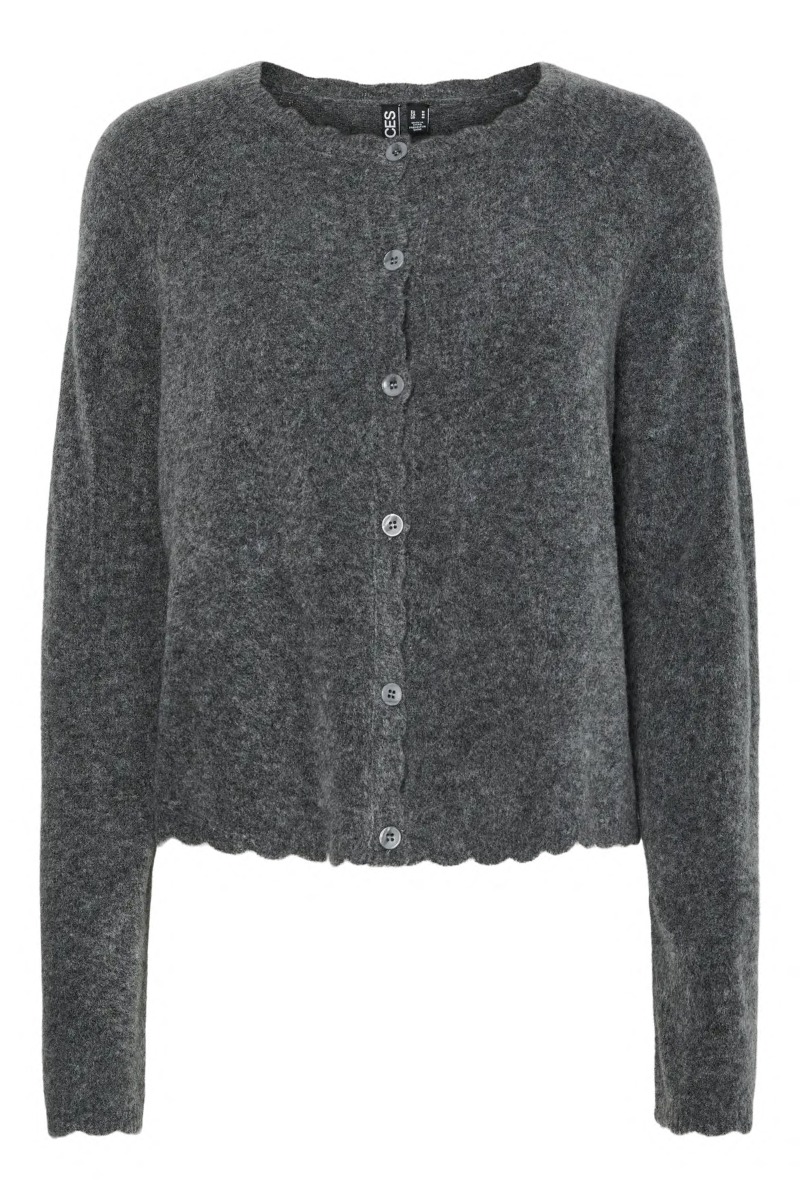 Stilfuld cardigan fra Pieces - Rath Ls O-neck i grå melange