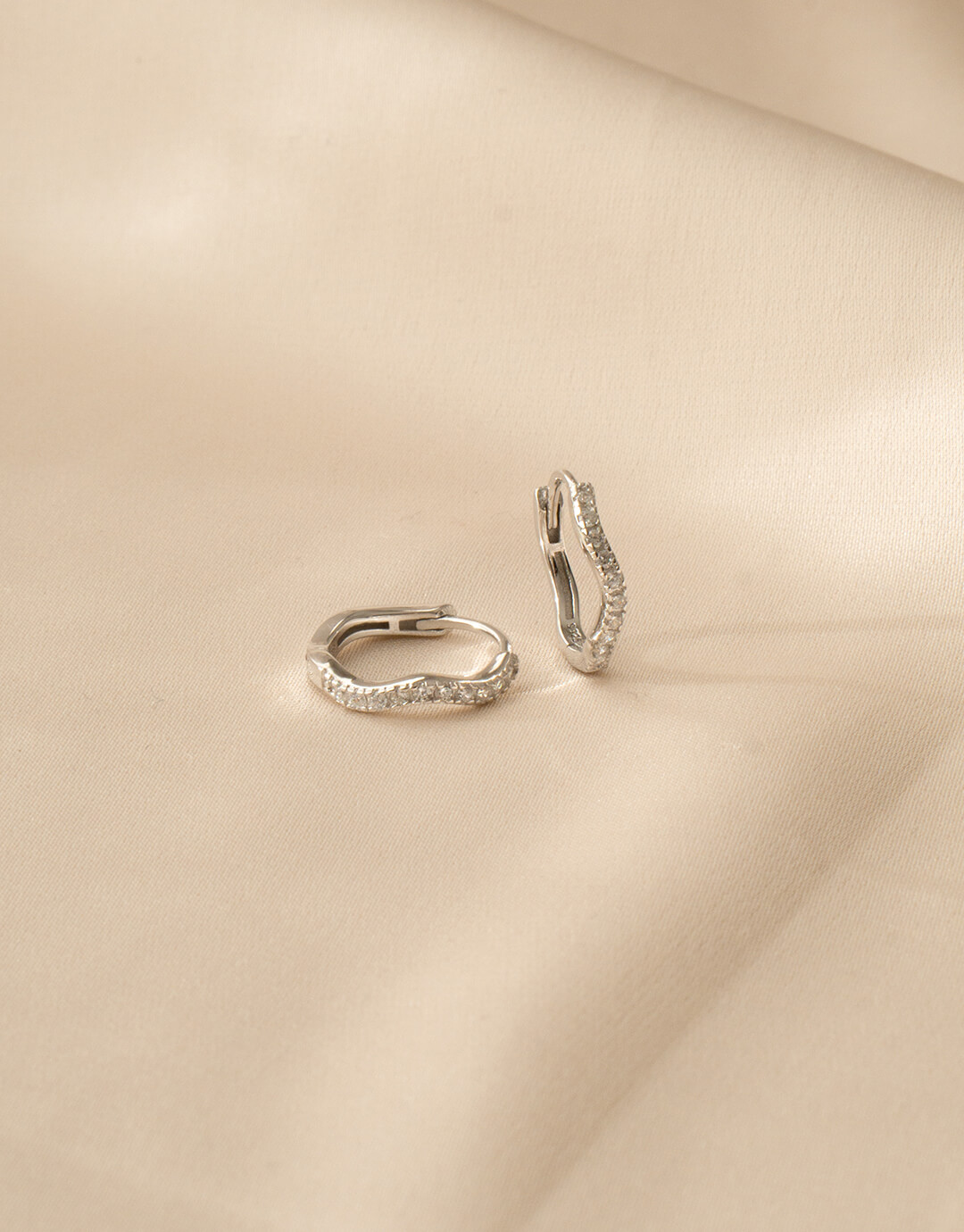 Sparkle Wave 14 Mm - Sølv Hoops