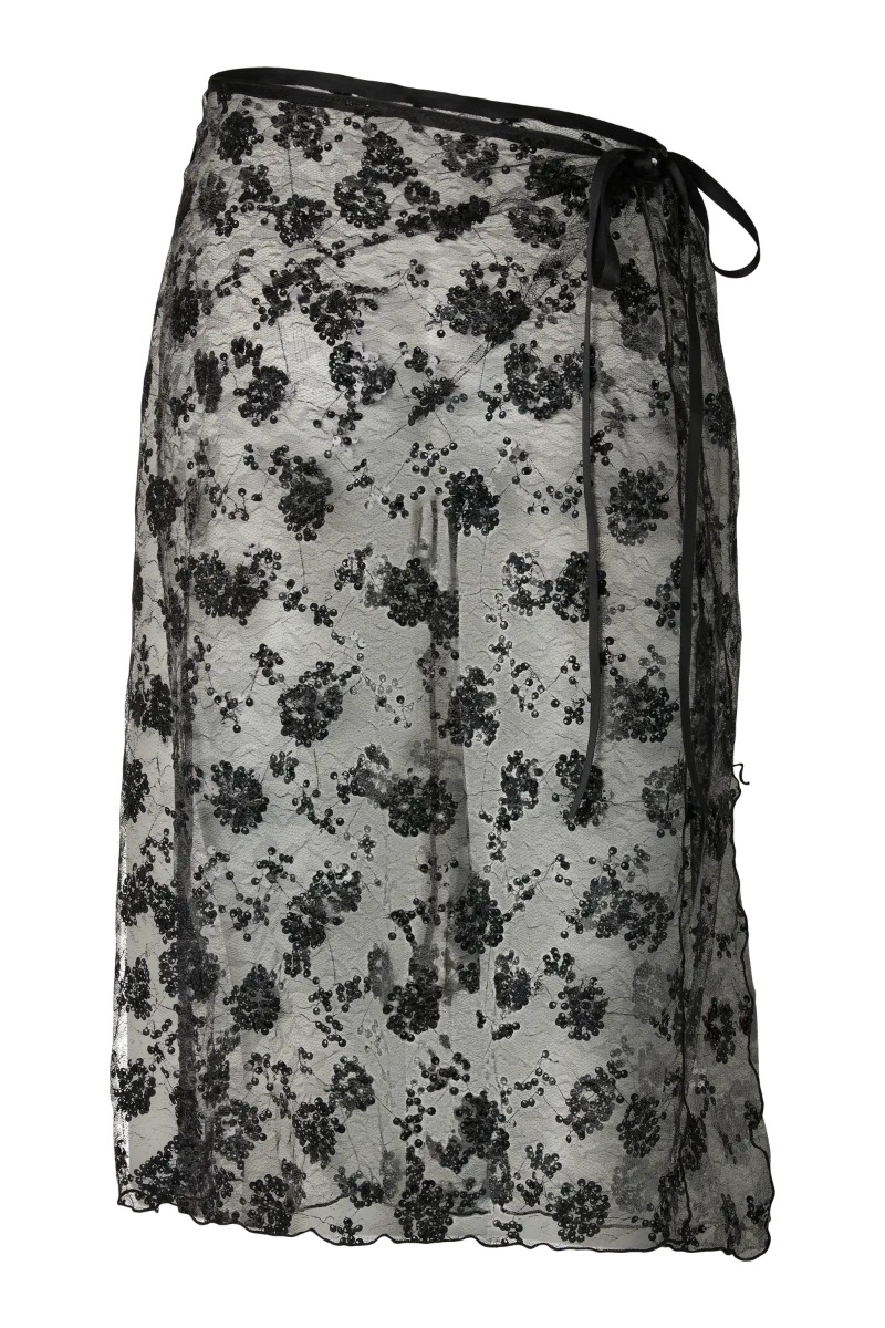 Pieces - Natasja Lace Sarong Nederdel - Sort Forudbestil