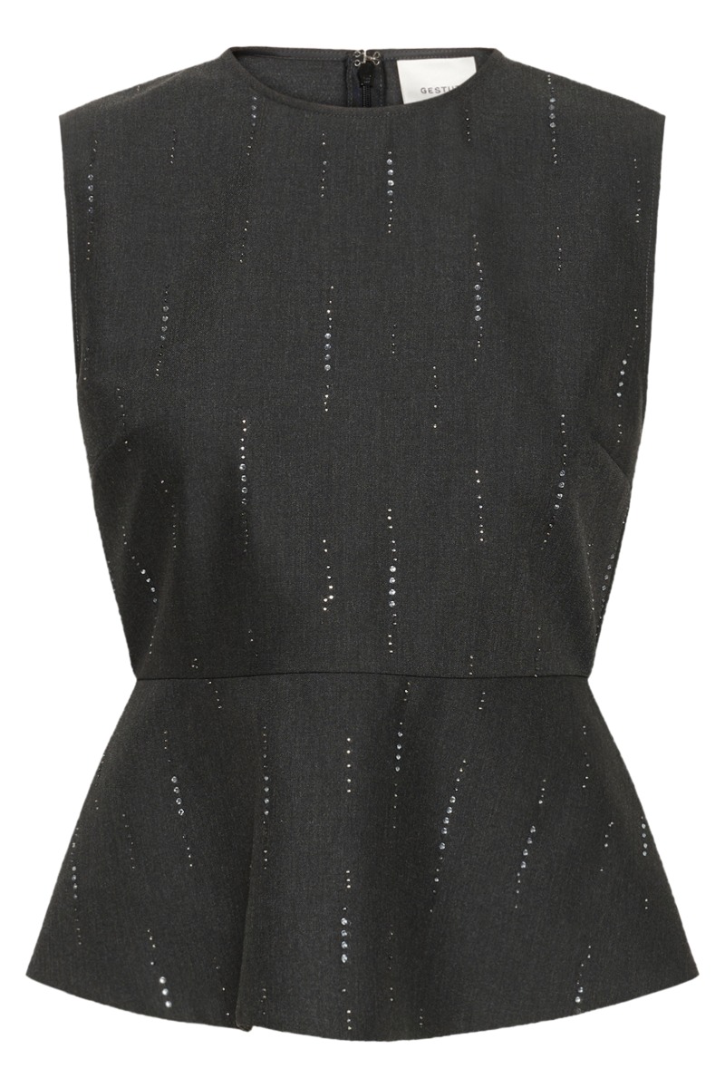 Gestuz Gzadira Peplum Top - Mørkegrå Melange
