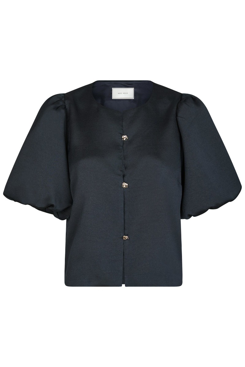Neo Noir - Aisa Dull Satin Bluse - Mørkeblå Elegance