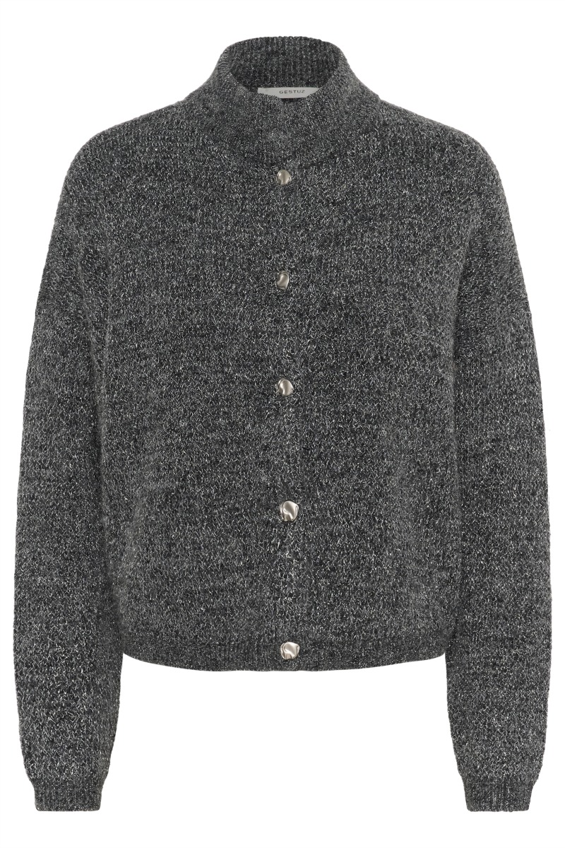 Gestuz Gzalpha Lurex Kort Cardigan - Charcoal Melange