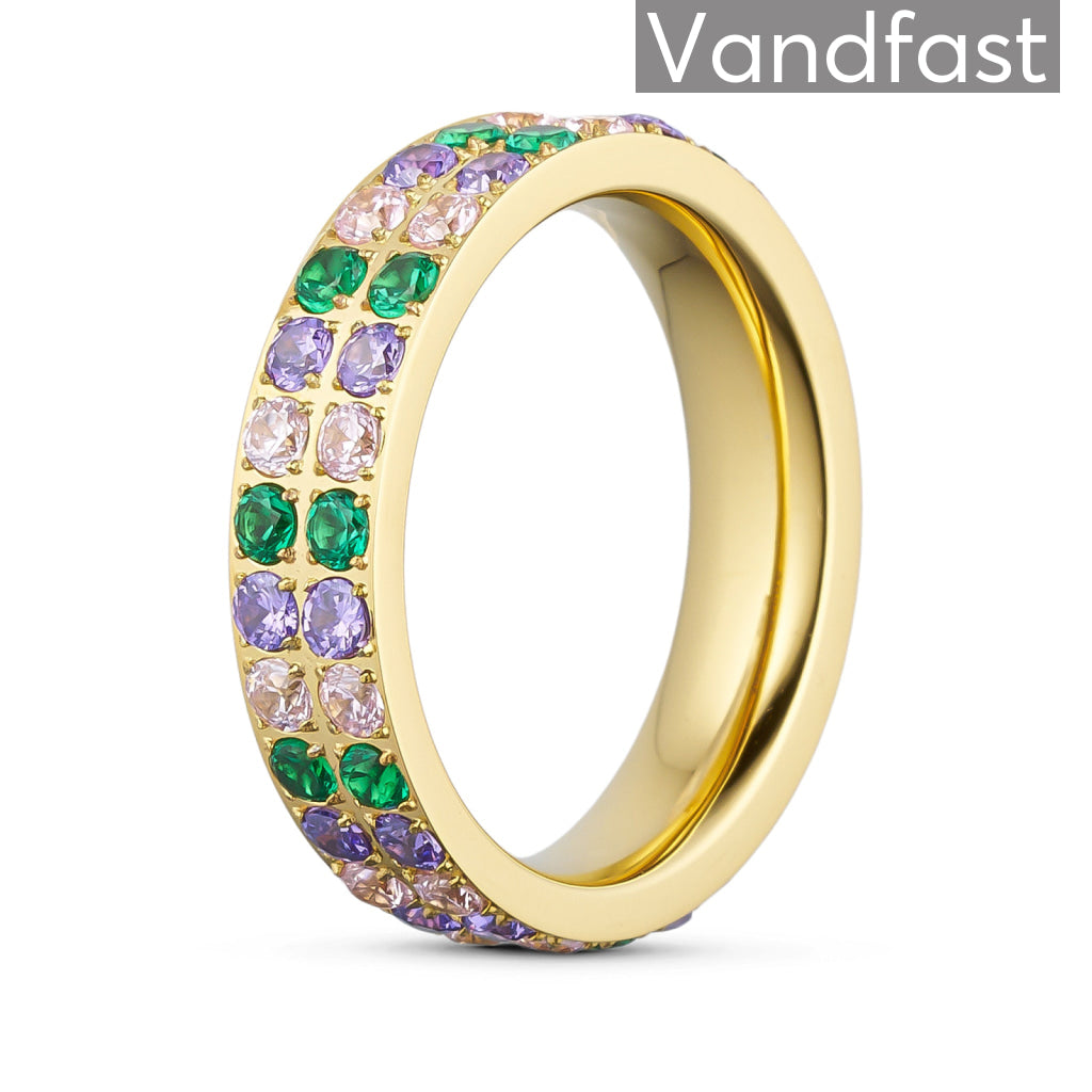 Annebrauner Alliance Ring i Grøn/Pink - 18k Forgyldt Smykke