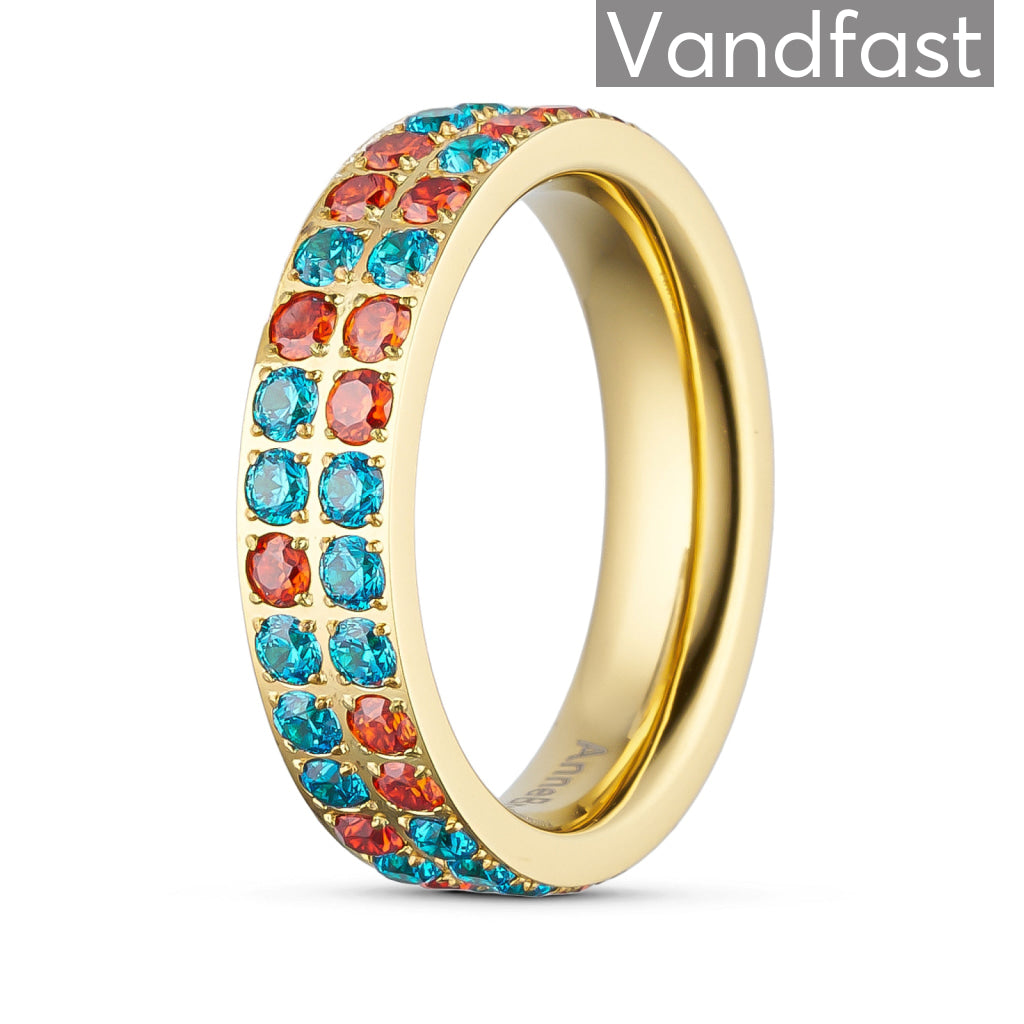 Annebrauner Alliance Ring i Orange og Blå - 18k Guldbelagt