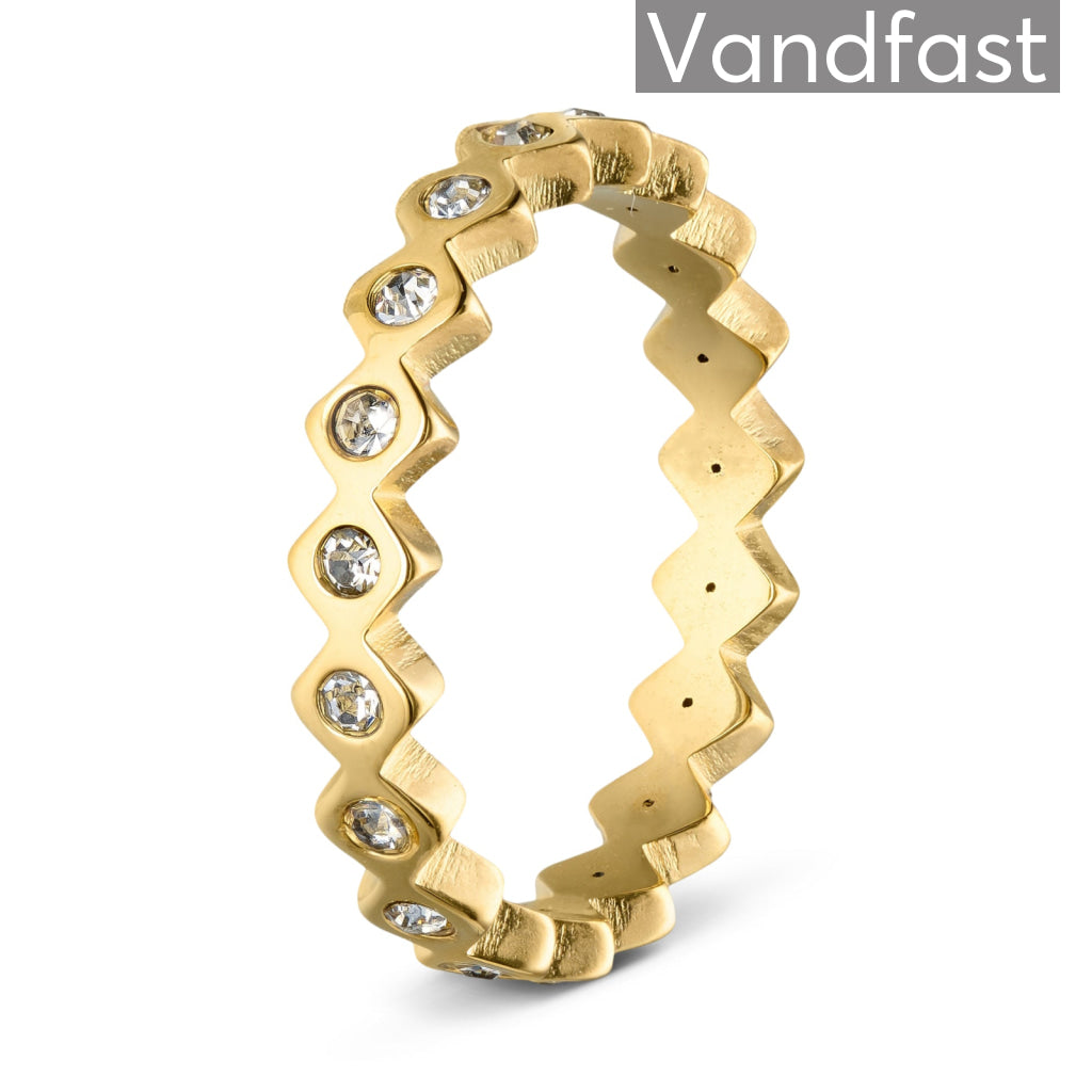Annebrauner Krone Ring 18k Guldbelagt med Krystaller