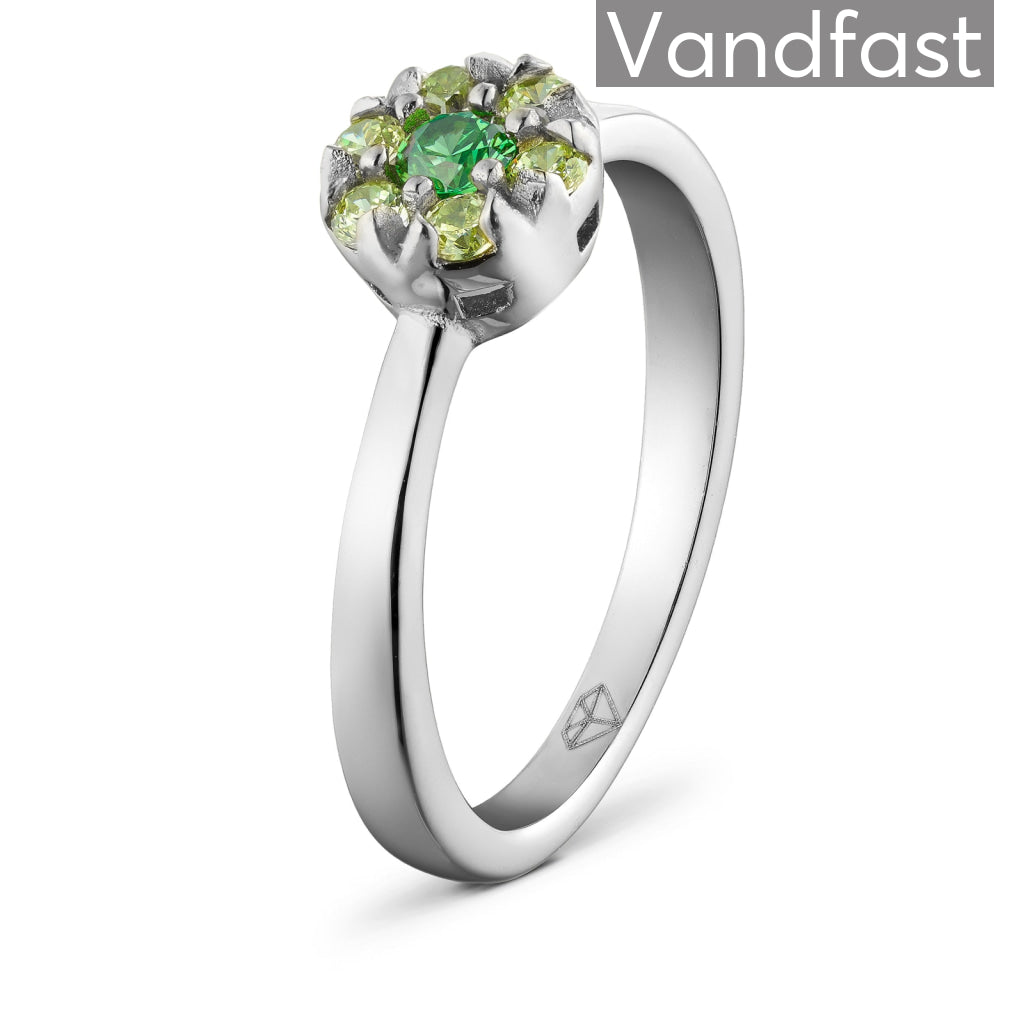 Annebrauner Blomster Ring i Æblegrøn - Eksklusiv Smykkeæske