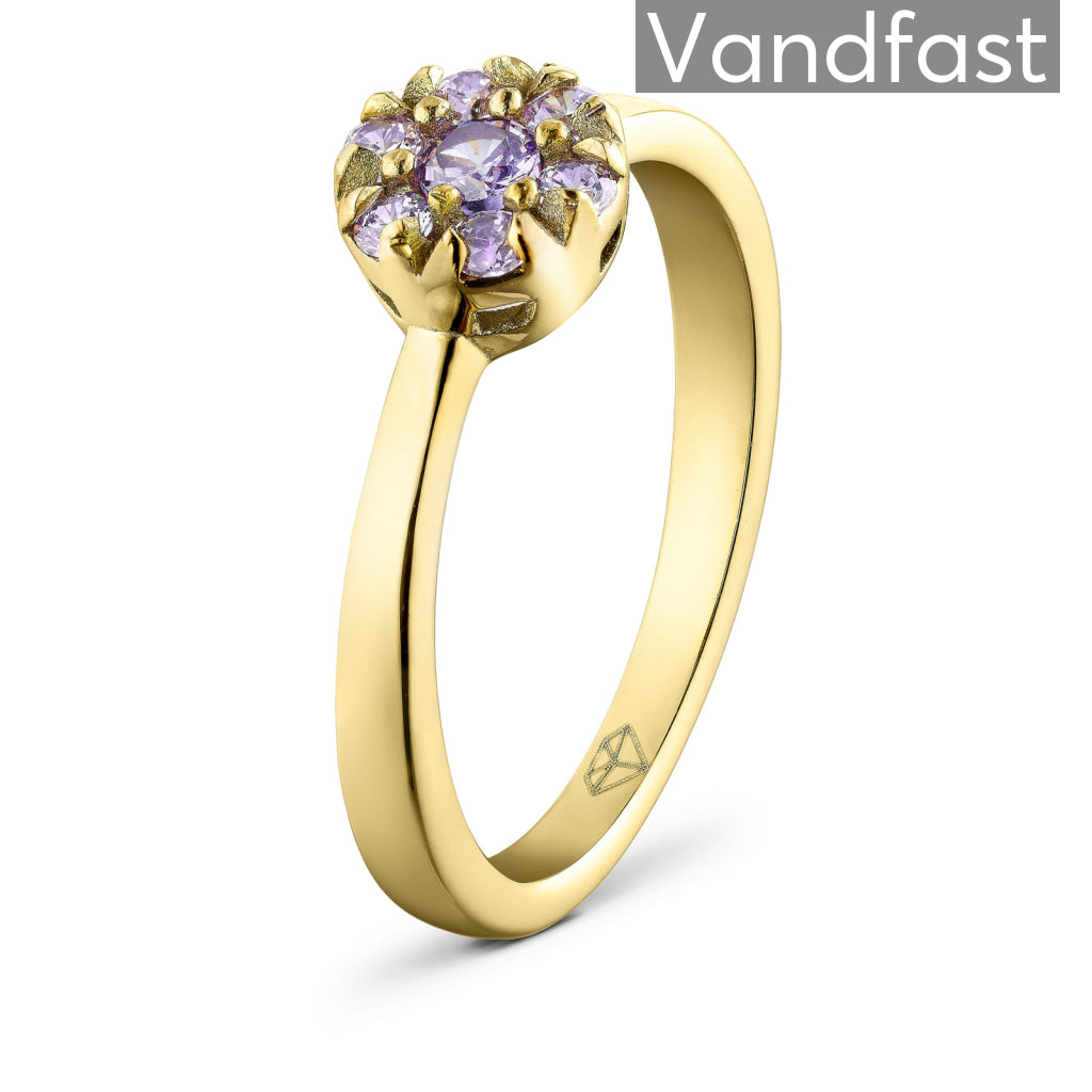 Annebrauner Flower Violet Ring i 18k Guldbelægning