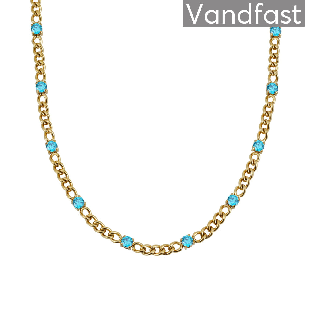 Annebrauner Panzer Aquamarine Halskæde - 18k Guldbelagt