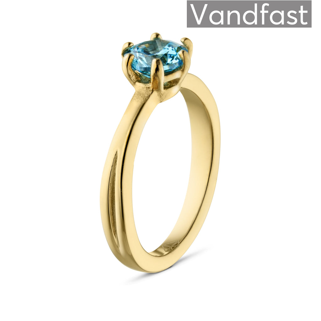 Annebrauner Prinsesse Ring i Aqua Blå - 18k Guldbelagt