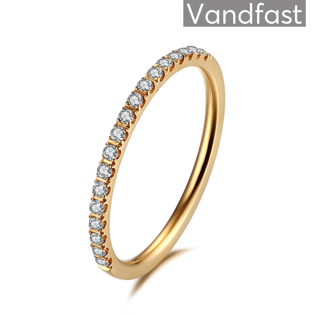 Annebrauner 18k Guldbelagt Side Ring med CZ Zirkonia