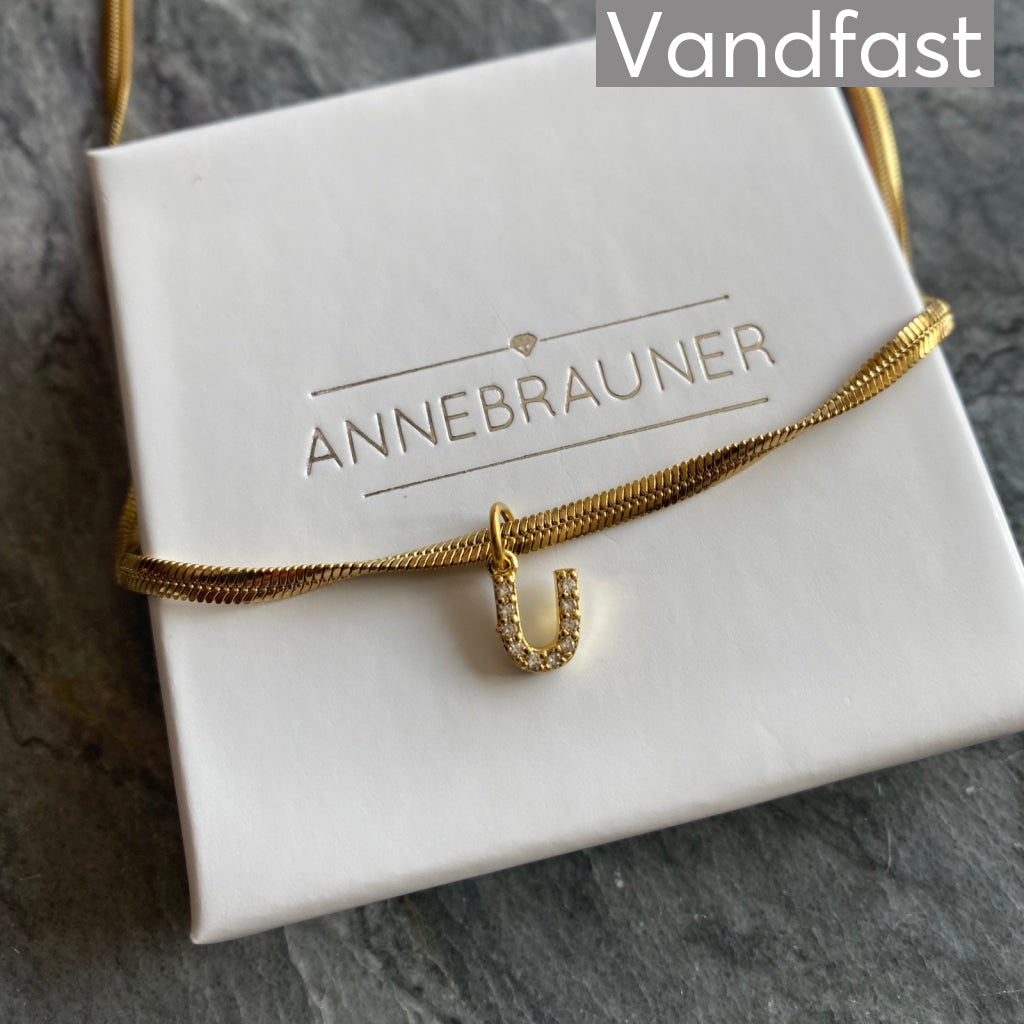 Annebrauner Slangebogstav Halskæde - 18k Guldbelagt