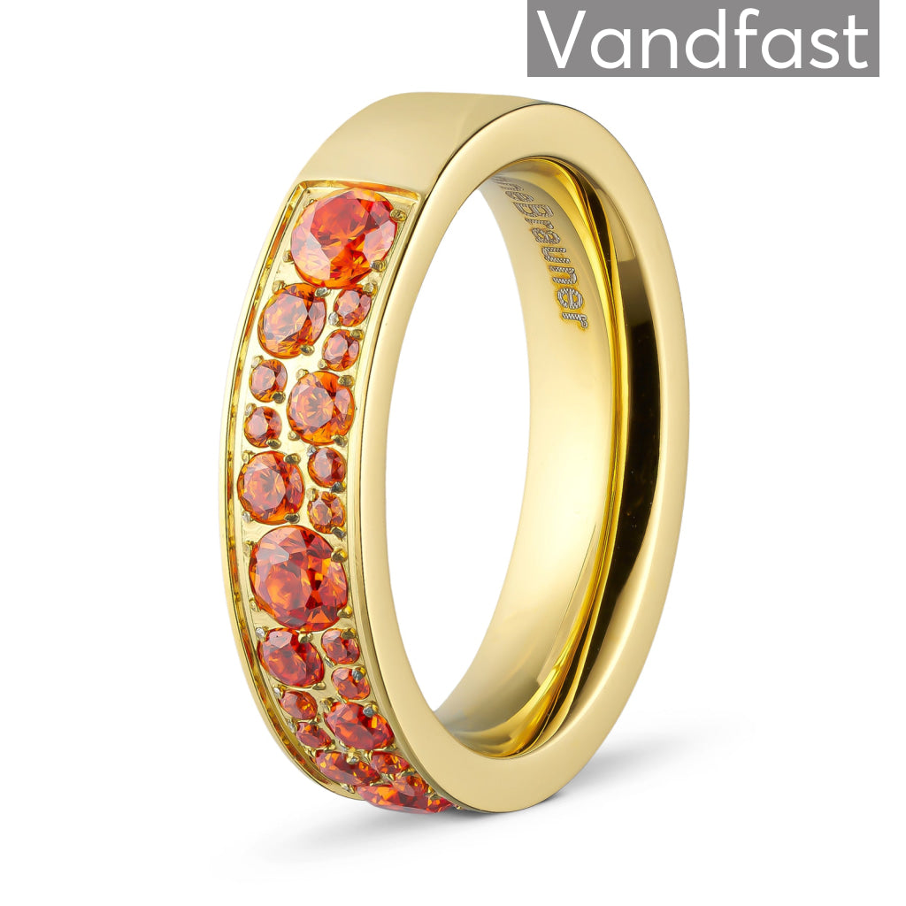 Annebrauner Funklende Orange Ring i 18k Guld - Vandfast Smykke