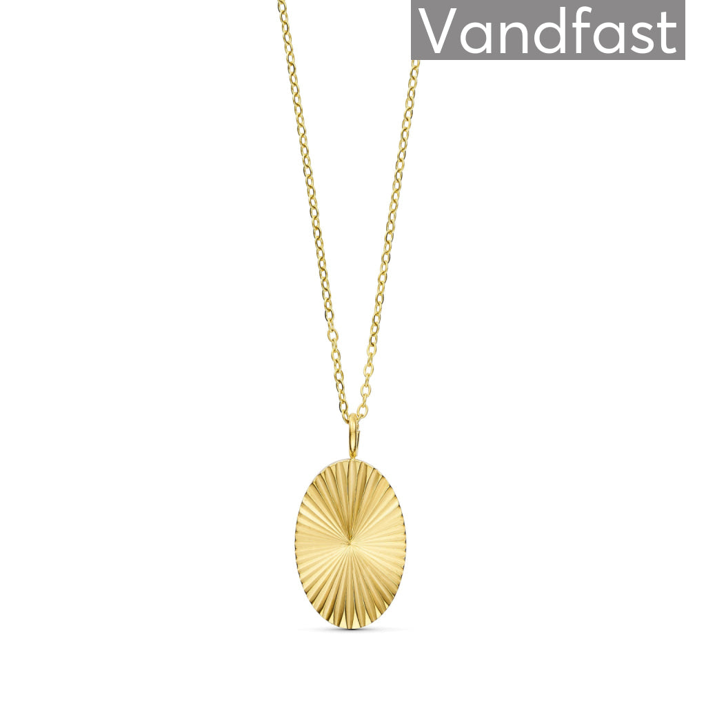 Annebrauner Sun Burst Oval Halskæde - 18K Guldbelagt