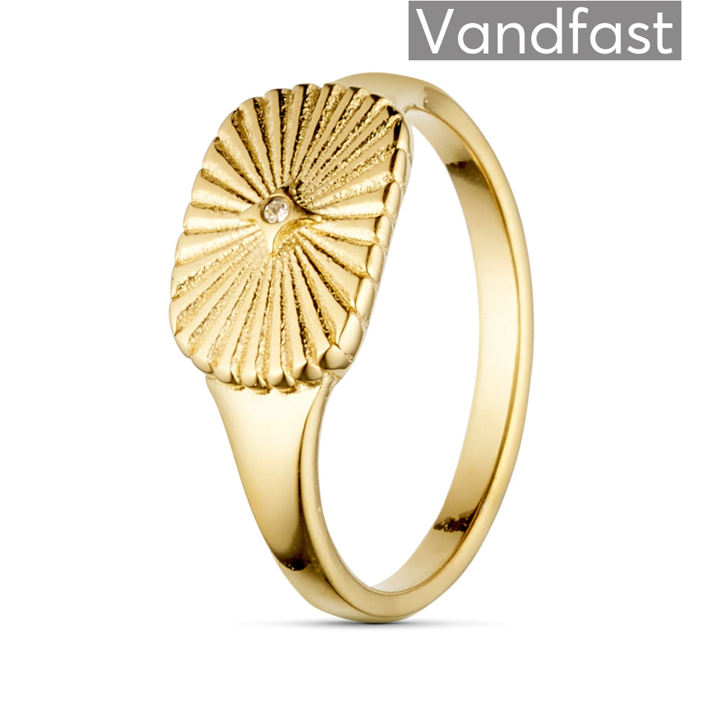 Annebrauner Sun Burst Zirconia Ring i 18k Guld - Udsalg!