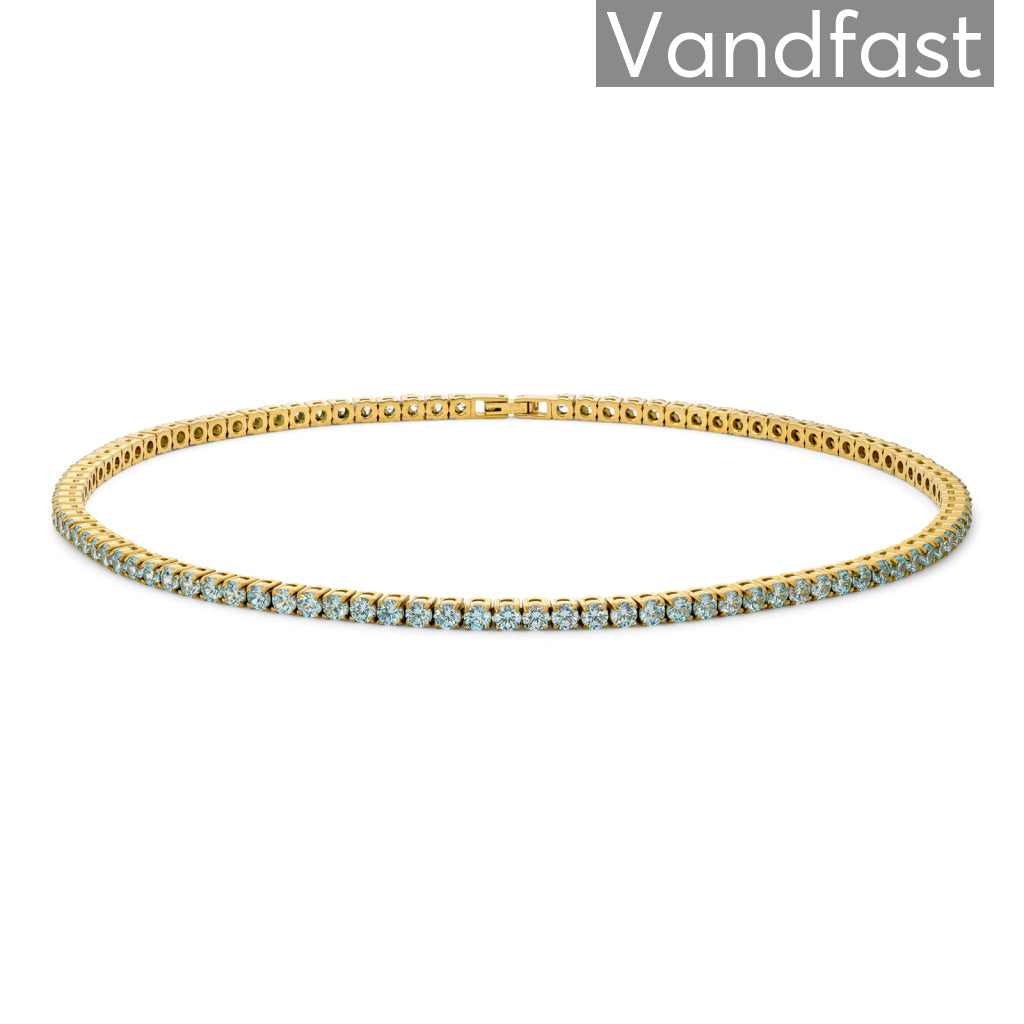 Annebrauner Tennis Halskæde i Aquamarine - 18k Guldbelagt