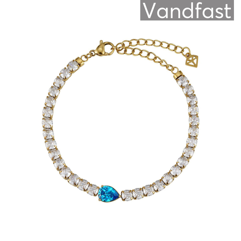 Annebrauner Tennis Paris Armbånd med Blå Topaz - 18k Guld