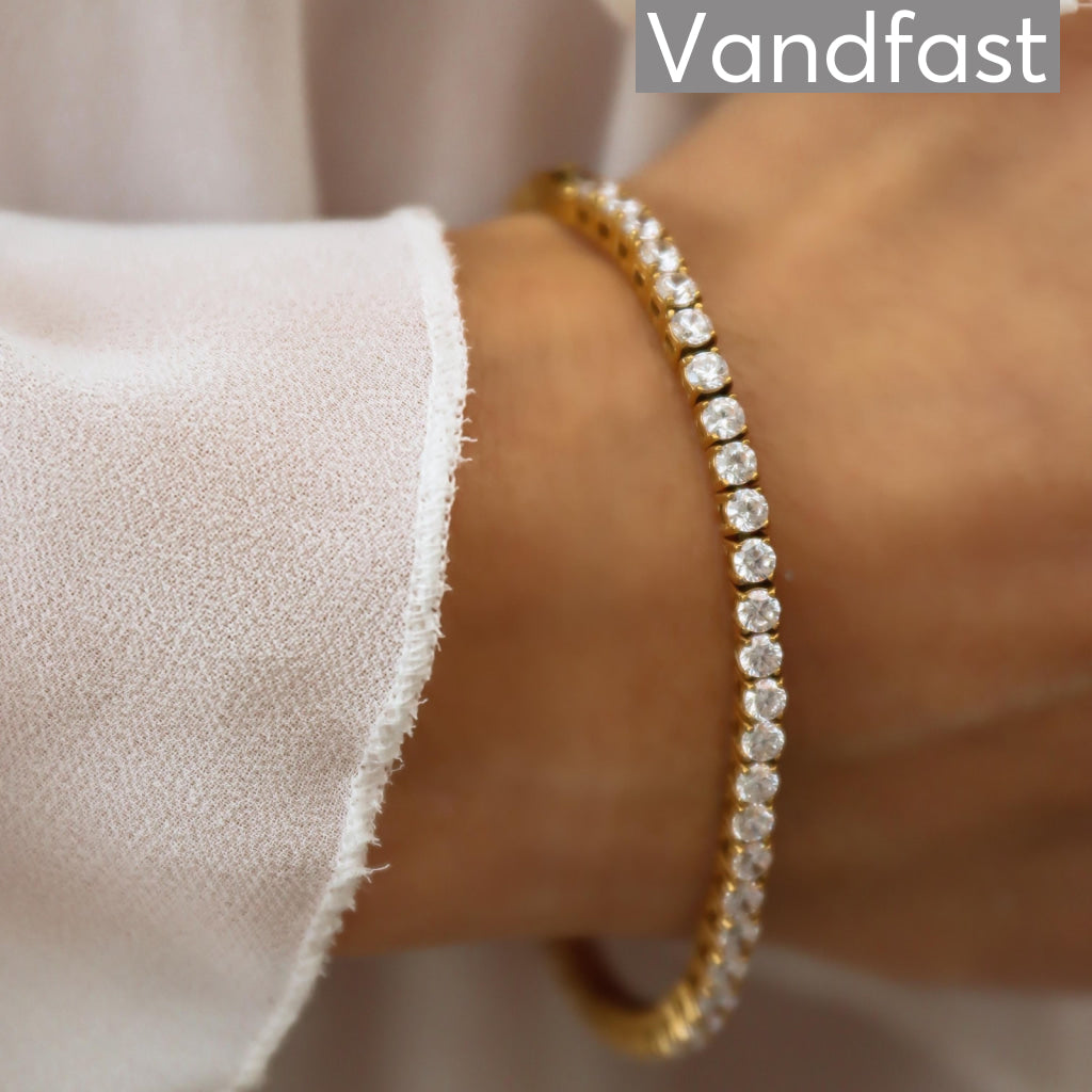 Annebrauner Tennis Petite Armbånd 18k Guldbelagt - 16 cm
