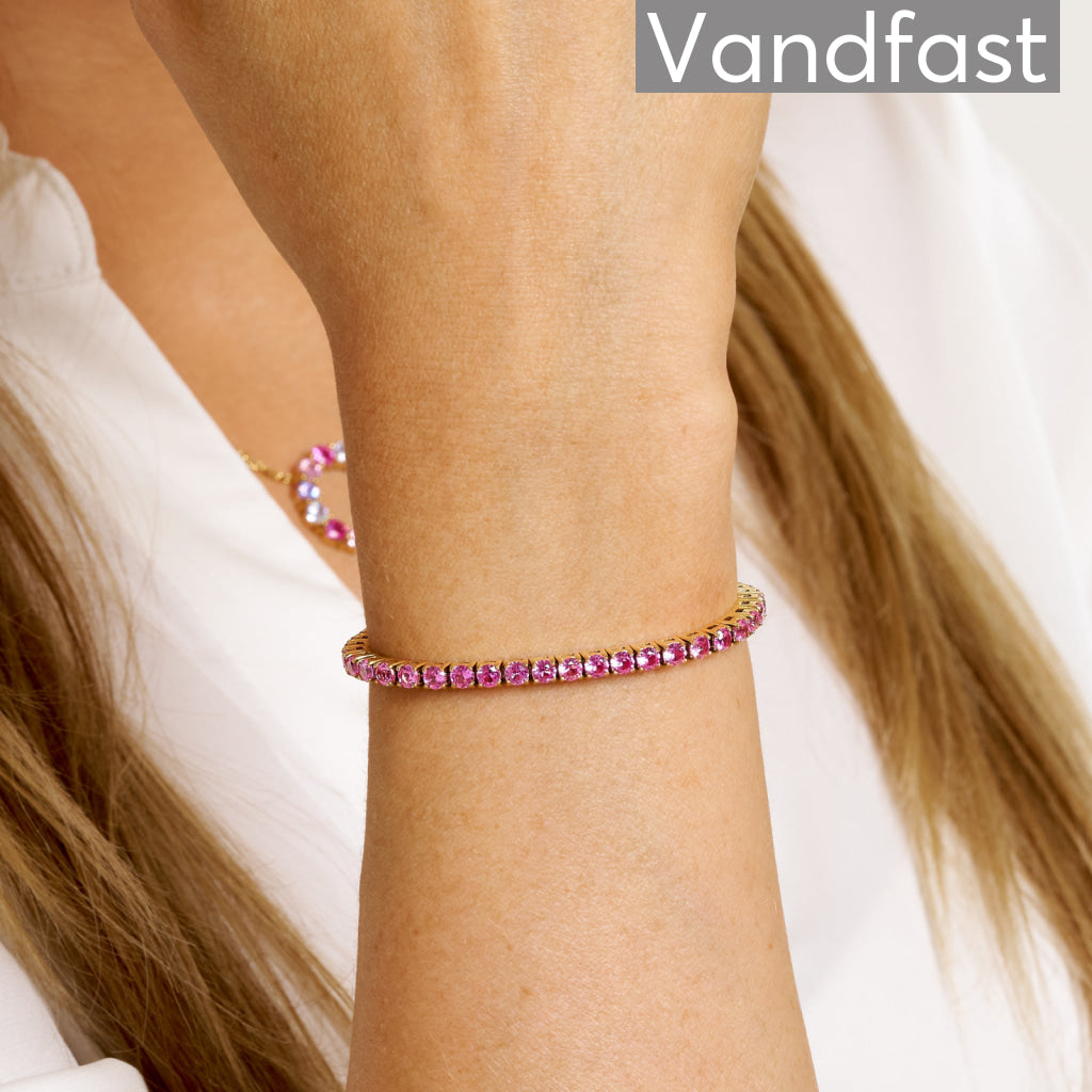 Annebrauner Tennis Petite Rose Armbånd 18k Guldbelagt 16 cm