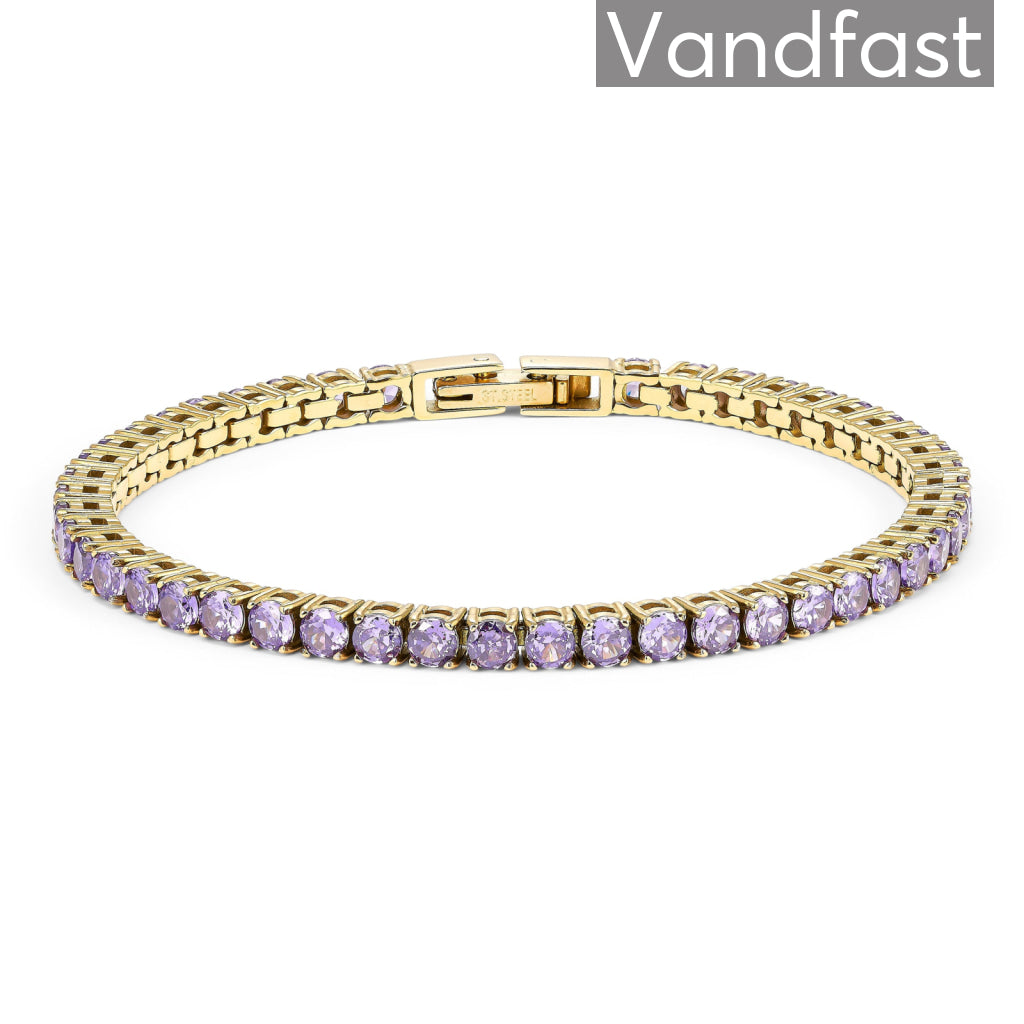 Annebrauner Tennis Petite Violet Armbånd - 18k Forgyldt