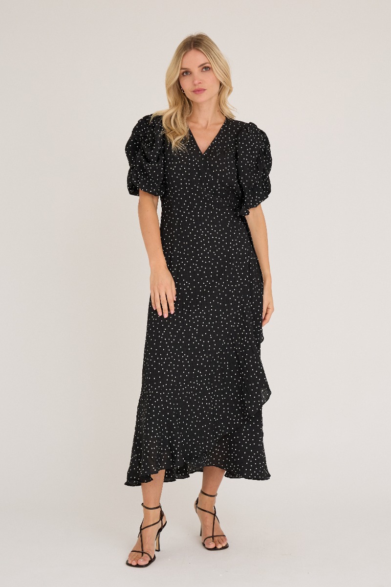 A-view - Kjole - Sinda Dot Dress - Blackwhite Levering Slut November