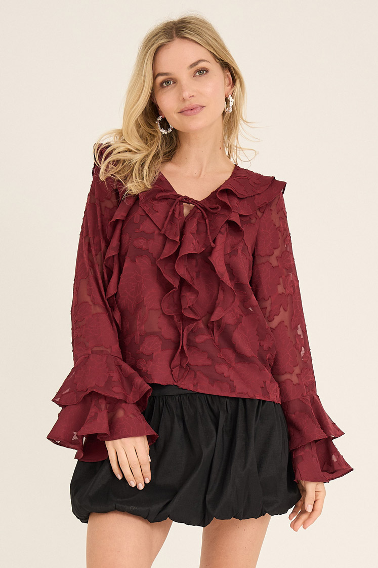 A-view - Floretta Bluse - Festlig Mørkerød Bluse