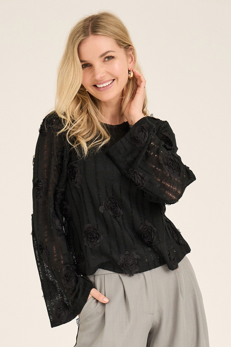 A-view - Rosanna Bluse - Elegant Sort Festbluse