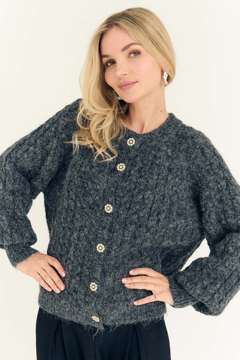 A-view - Kabba Strik Cardigan - Mørkegrå Elegance