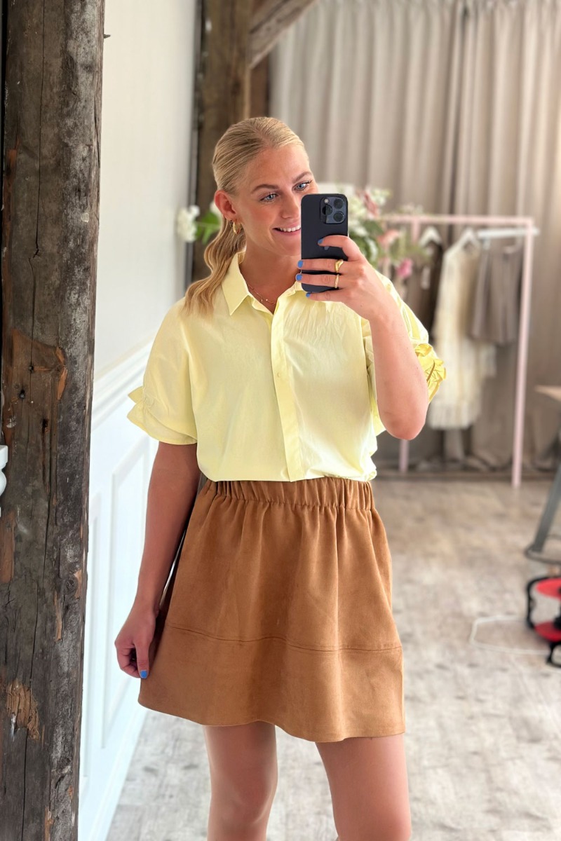 A-view – Skørt – Ally Skirt – Camel i Ruskindslook