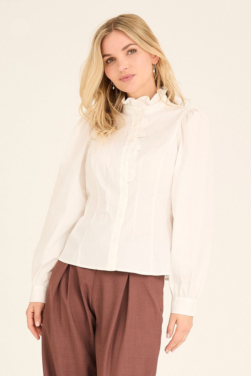 A-view - Malika Frill Skjorte - Off White Tilbud!
