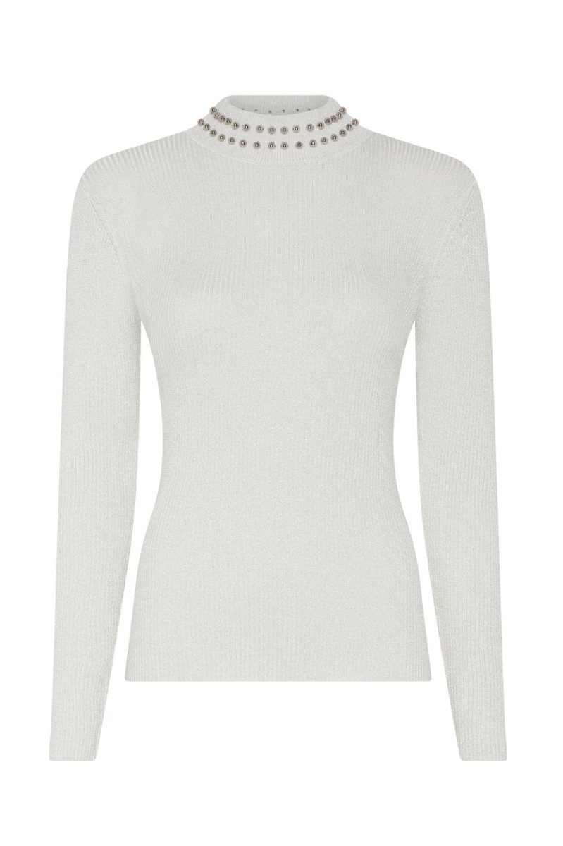 Bruuns Bazaar - Anemones Batille Bluse - Hvid Perle Detaljer