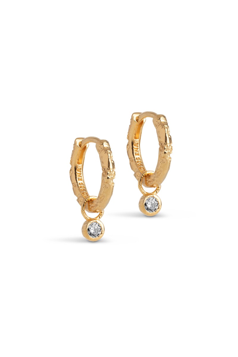 Enamel Hoops Belle Øreringe med Diamantfarvet Perle