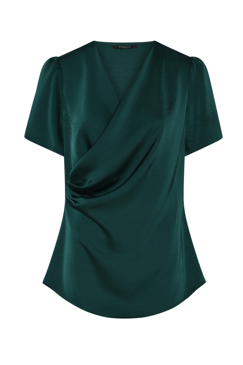 Bruuns Bazaar - Elegant Mørkegrøn Bluse til Fest