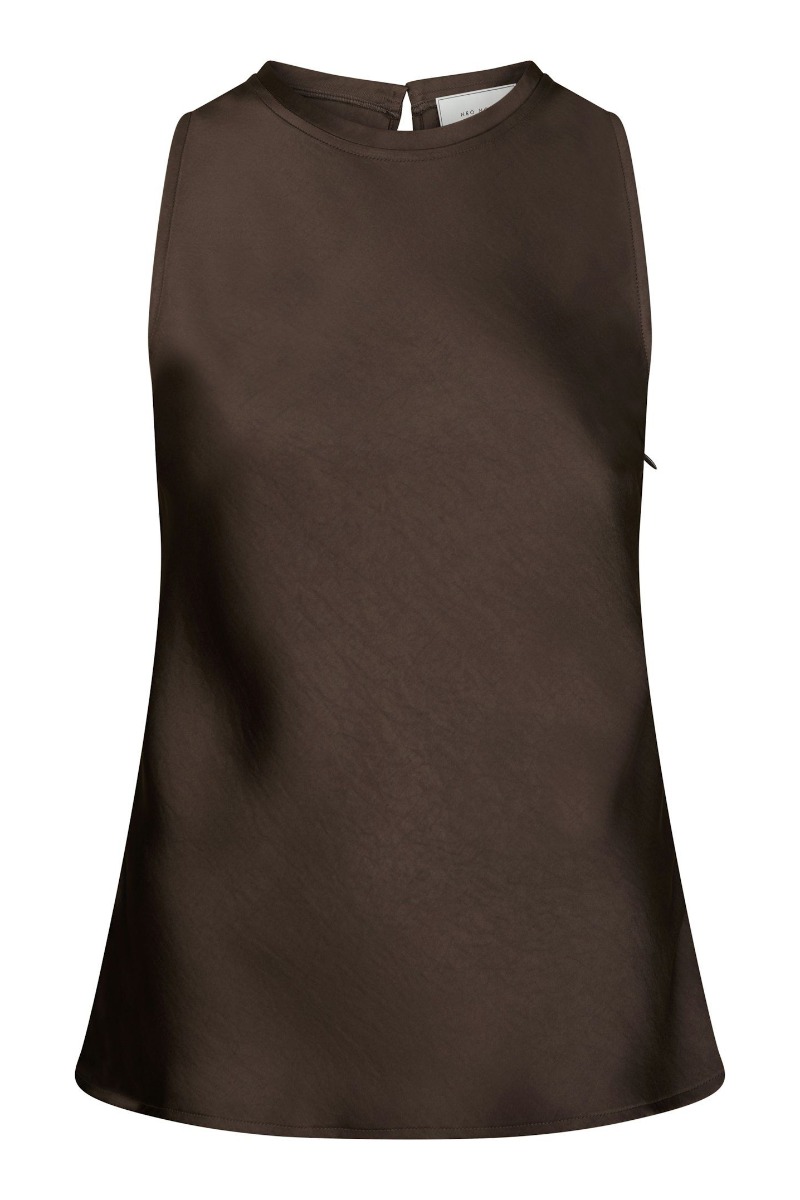 Neo Noir - Celina Heavy Sateen Top - Mørkebrun Elegance