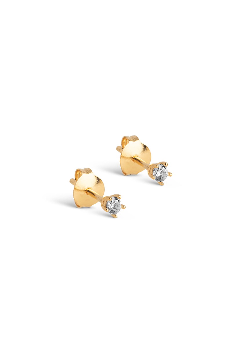 Enamel Øreringe - Copenhagen Studs Clara - Hvid Cz Tilbud!