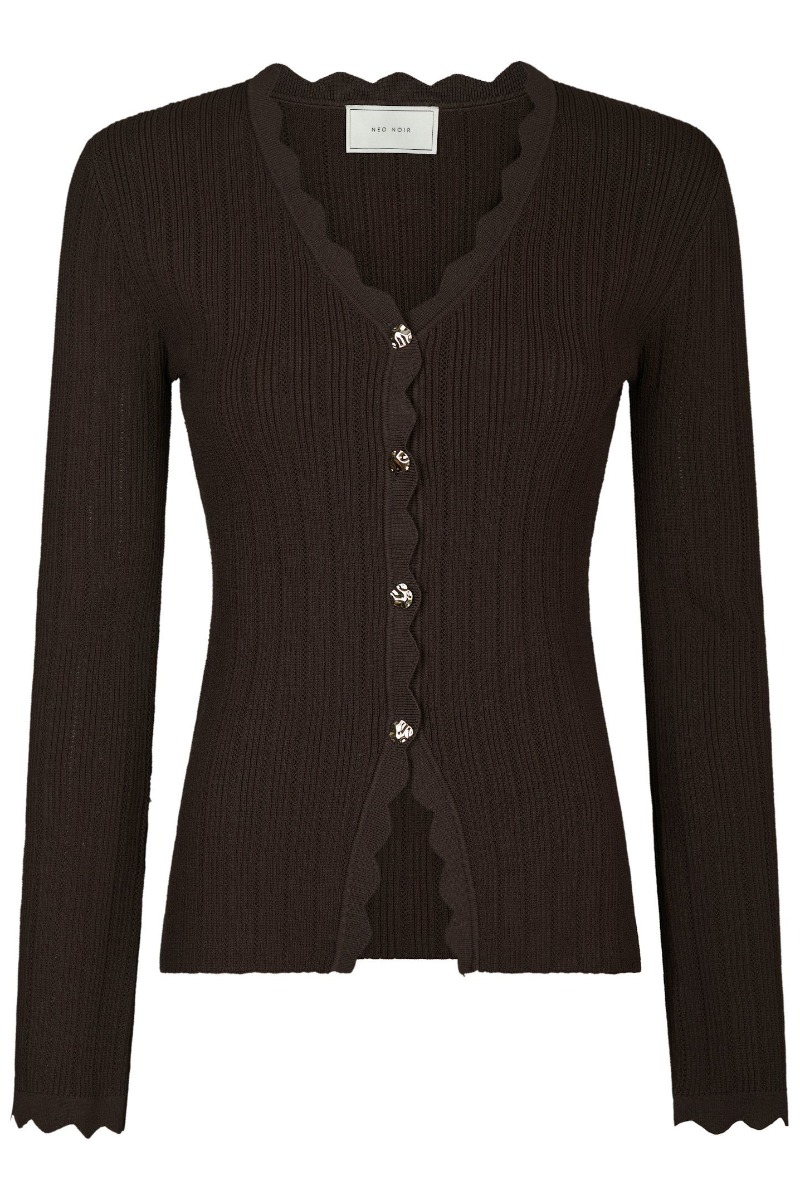 Neo Noir - Clara Stitch Strikbluse - Mørkebrun Nyhed!