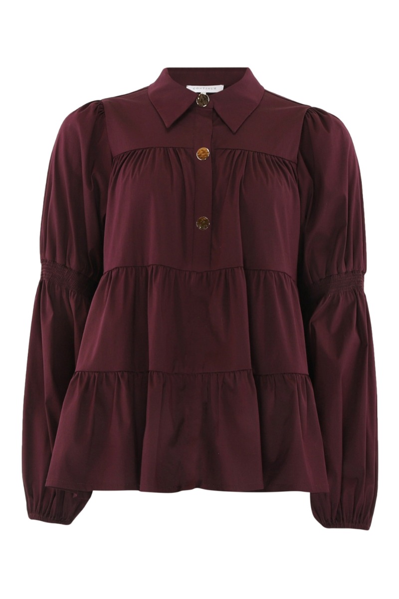 Continue - Bluse -sanna Gold Buttons - Bordeaux Levering I Start November