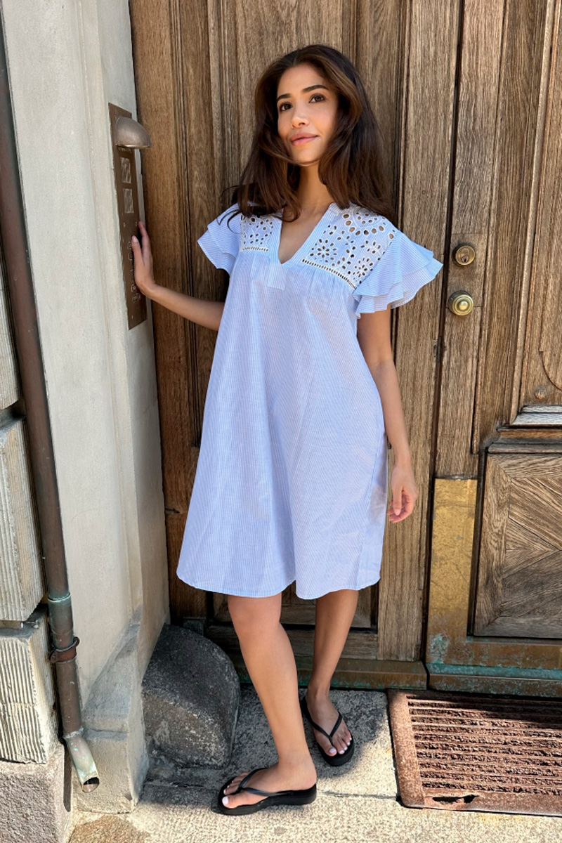 Continue - Sommerkjole - Christel Dress - Blå Stribe Udsalg
